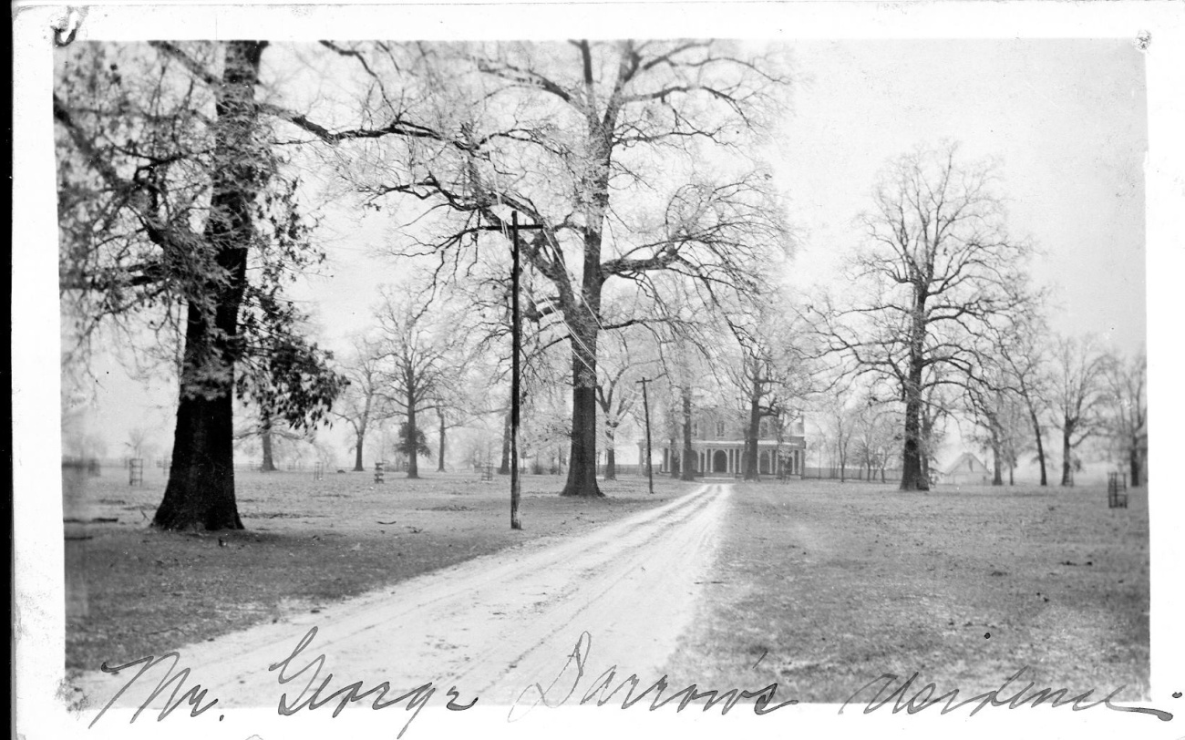 The earliest known photograph of Oaklands Mansion was taken in the winter time ,circa 1888, and reads "Mr. George Darrow's residence."